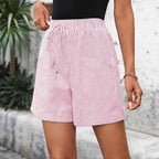 Women's Striped Casual Elastic-waist Shorts