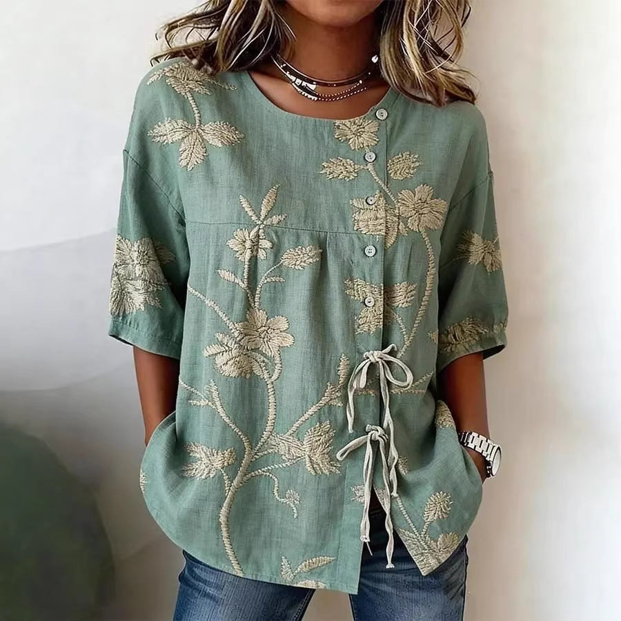 Women's Casual And Versatile Floral 3D Printed Top