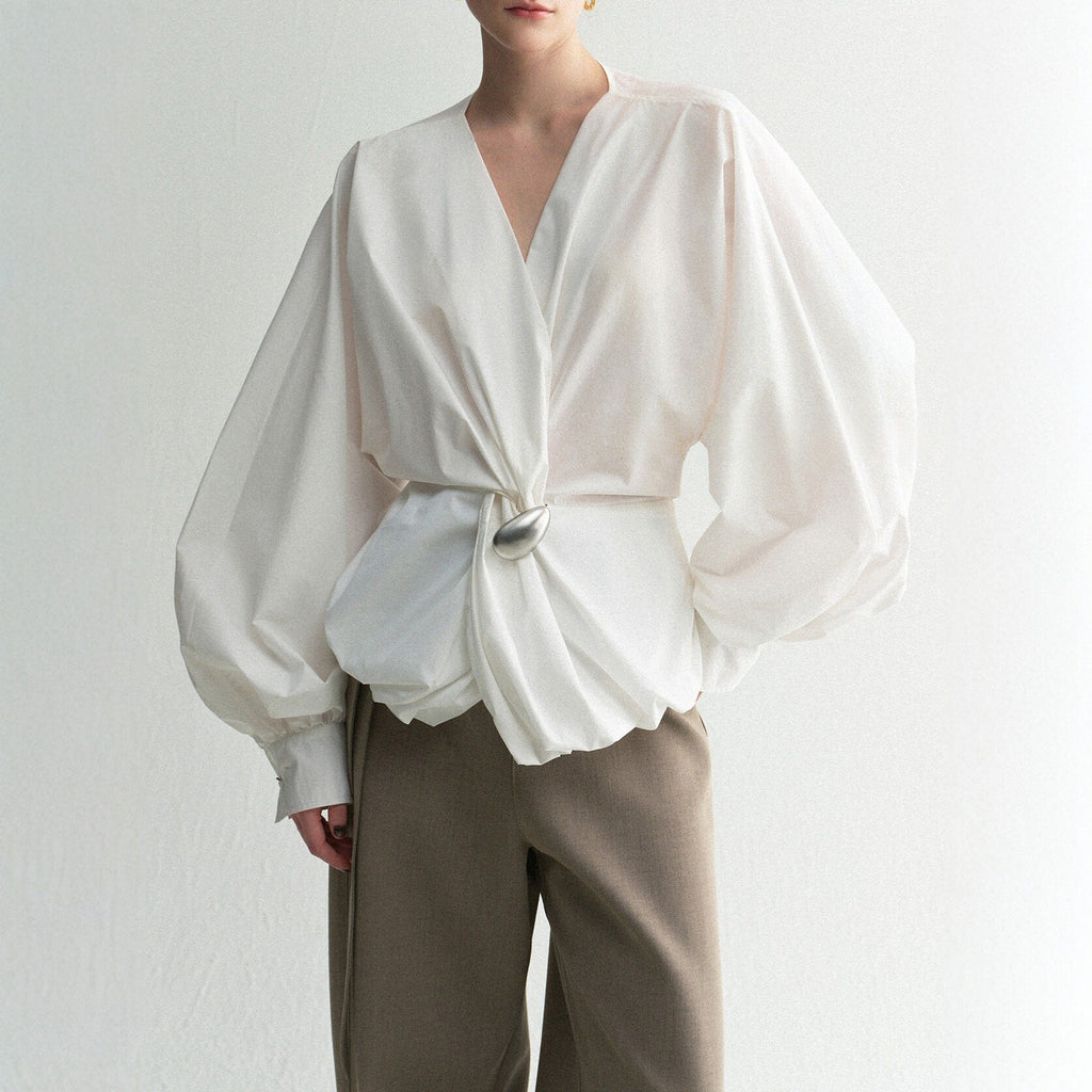 Spring Top Cotton Blend Asymmetrical Knot Design