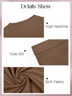 Fisoew Womens Oversized T Shirts Casual Sleeve Side Slit Workout Gym Loose Fit Summer Tee Tunic Tops