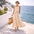 Mediterranean-style Vacation Dress For Women Contrast Colors