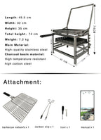 ⚡Clearance Sale🍻 Adjustable Charcoal Rotating Grill, with BBQ Net and Carbon Clip×2, Outdoor Barbecue, Summer Camping