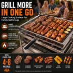 ⚡Clearance Sale🍻 Adjustable Charcoal Rotating Grill, with BBQ Net and Carbon Clip×2, Outdoor Barbecue, Summer Camping