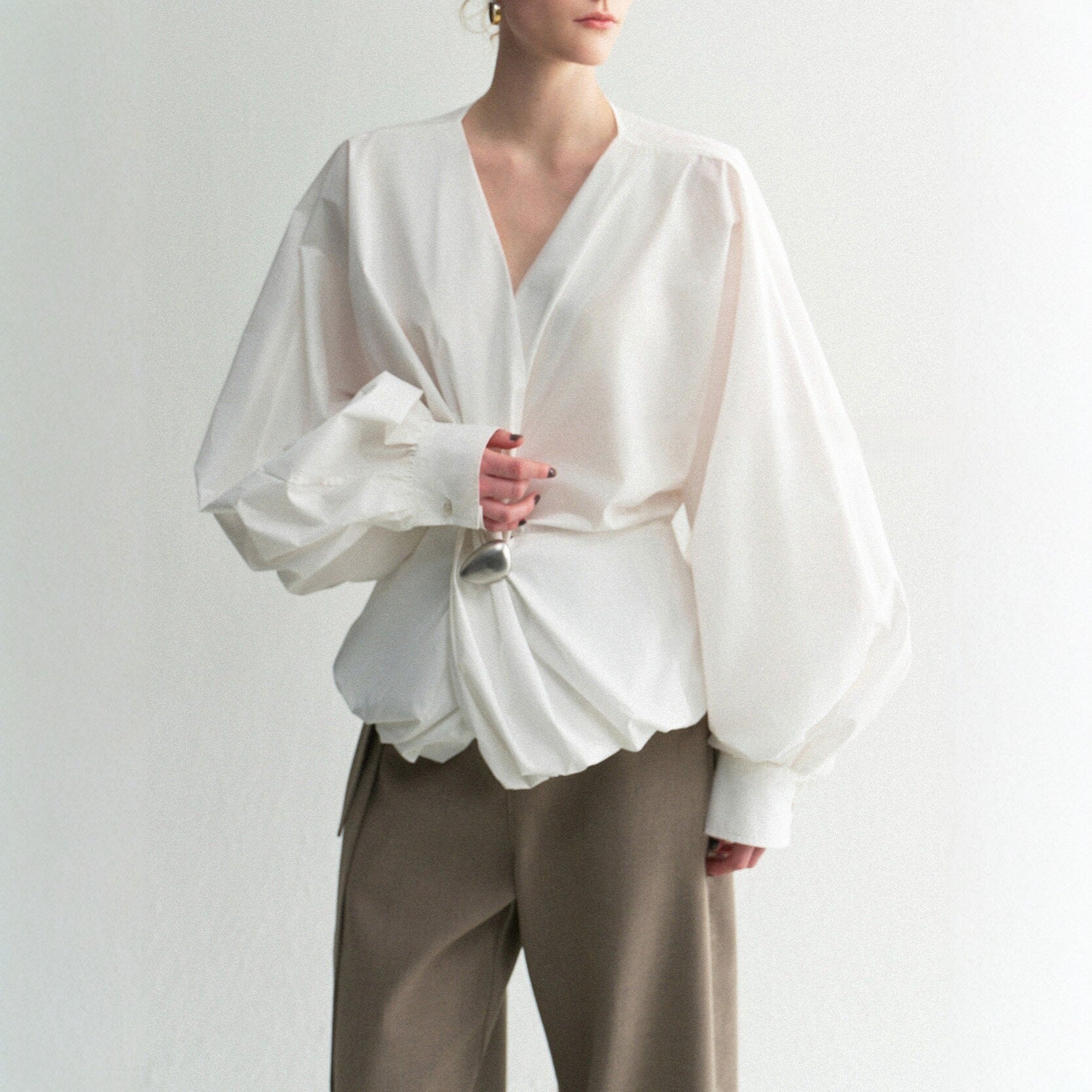 Spring Top Cotton Blend Asymmetrical Knot Design
