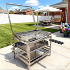 ⚡Clearance Sale🍻 Adjustable Charcoal Rotating Grill, with BBQ Net and Carbon Clip×2, Outdoor Barbecue, Summer Camping