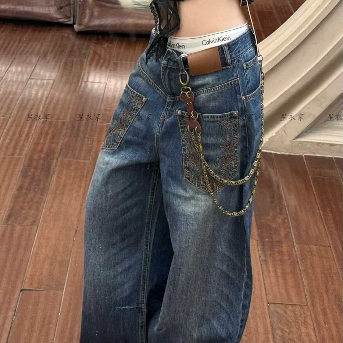 Straight-leg Retro American High-street Casual Pants