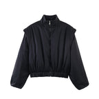 Fashionable Stand-Up Collar Short Cotton Jacket Coat For Women