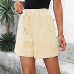 Women's Striped Casual Elastic-waist Shorts