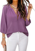 Three-quarter Sleeve Bohemian Chiffon Button-up Shirt Fashionable And Elegant
