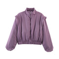 Fashionable Stand-Up Collar Short Cotton Jacket Coat For Women