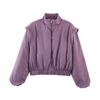 Fashionable Stand-Up Collar Short Cotton Jacket Coat For Women