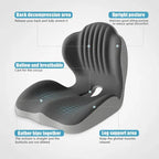 Ergonomic Memory Foam Seat Cushion with Lumbar & Back Support, Relieves Back Pain, Reduces Pressure