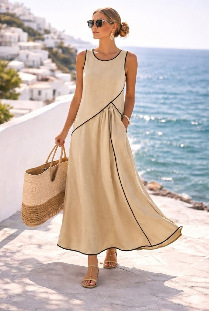 Mediterranean-style Vacation Dress For Women Contrast Colors