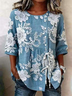 Women's Casual And Versatile Floral 3D Printed Top