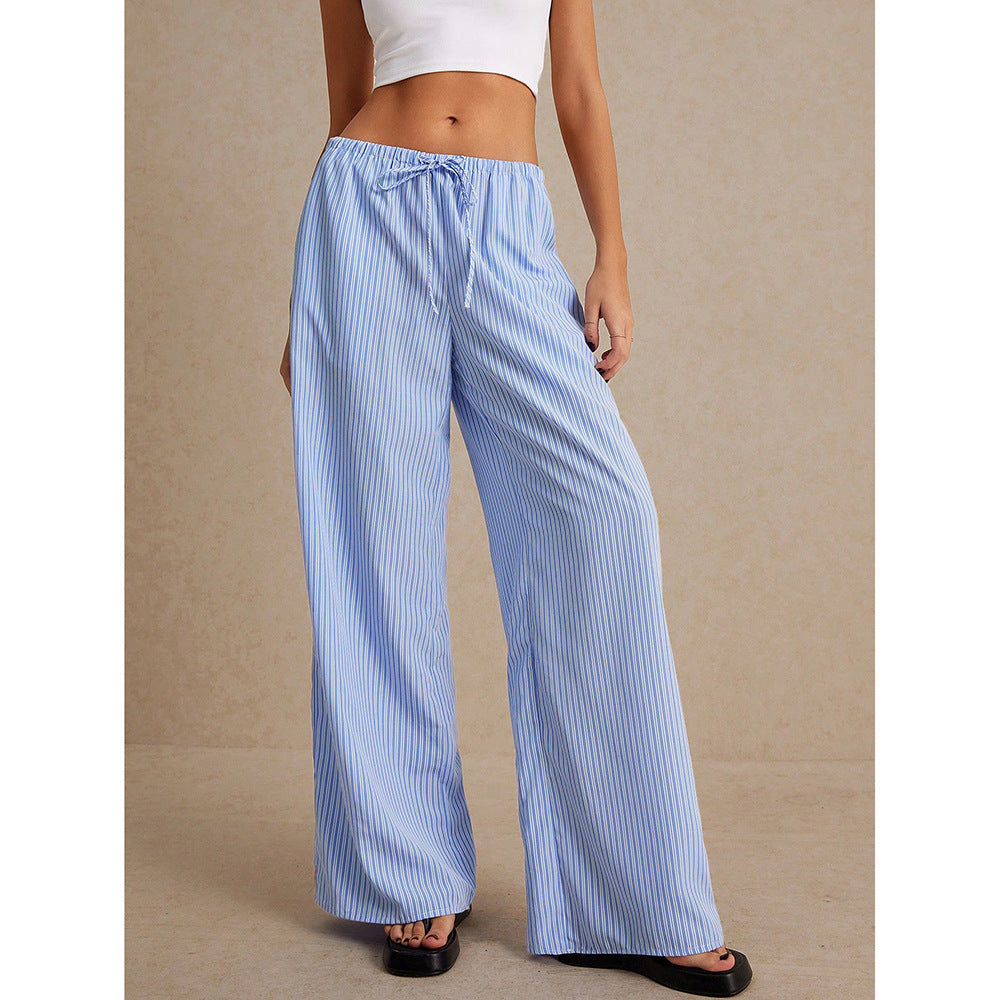 Niche Drawstring Elastic-waist Floor-length Pants