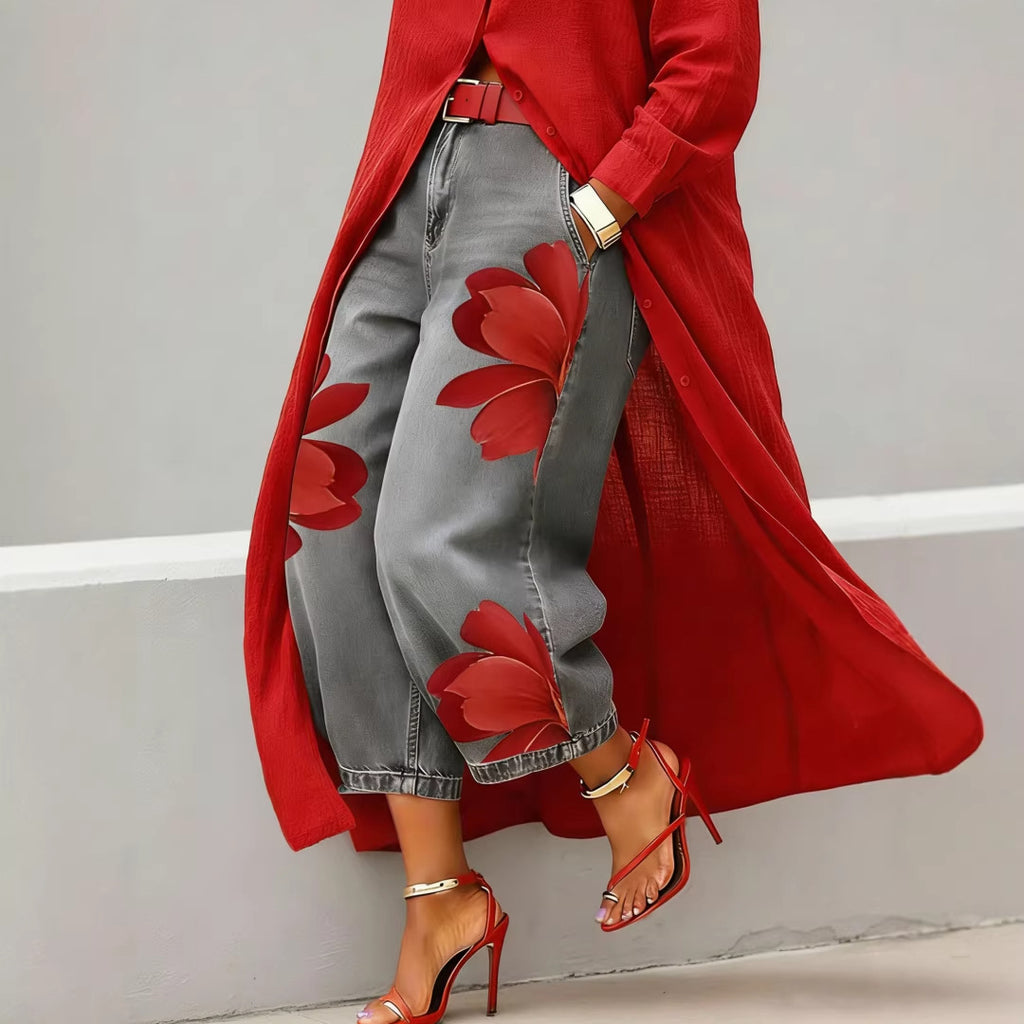 Loose Comfortable Versatile Printed Wide-leg Trousers