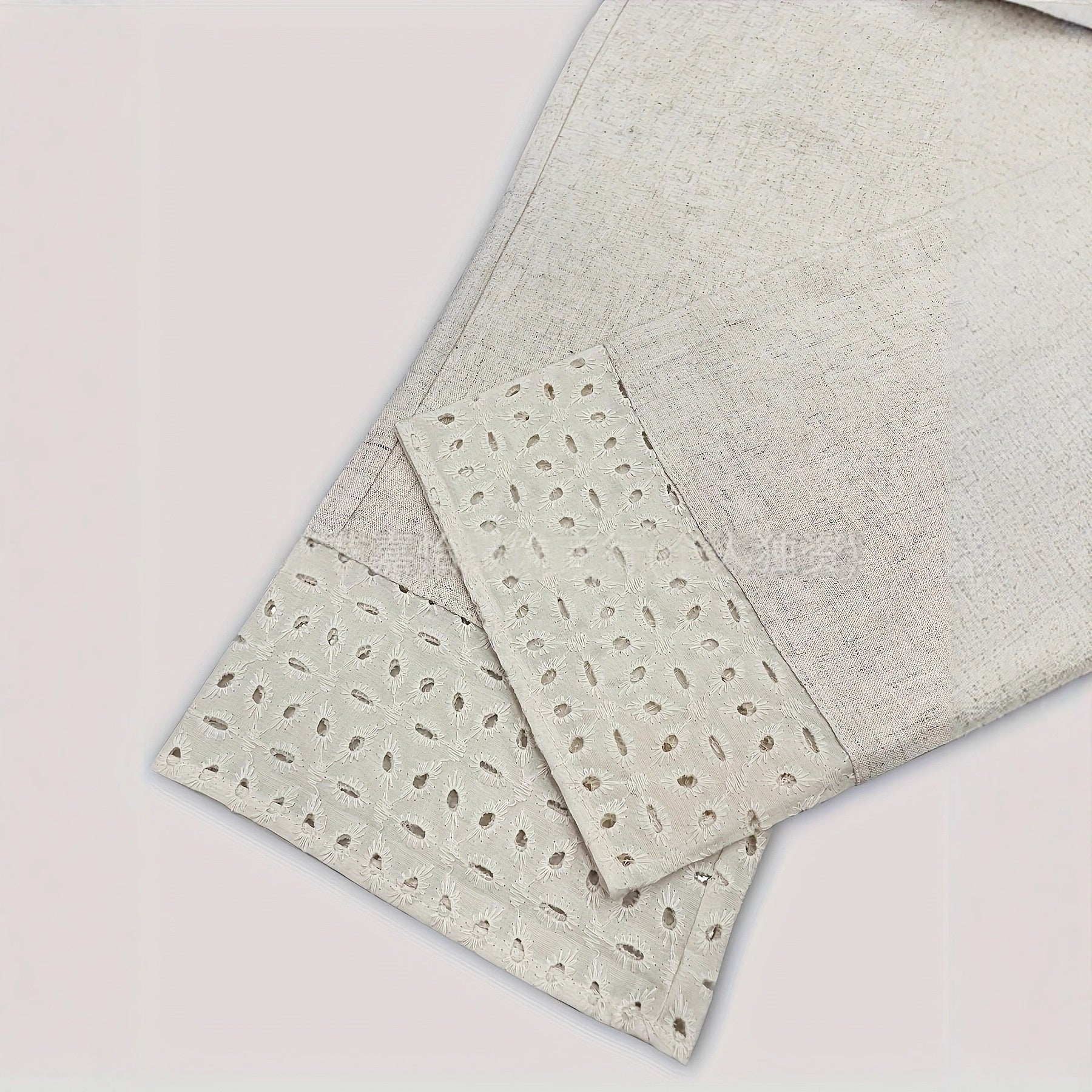 European And American-style Embroidered Lace-Patchwork Elastic-Waist Cropped Pants