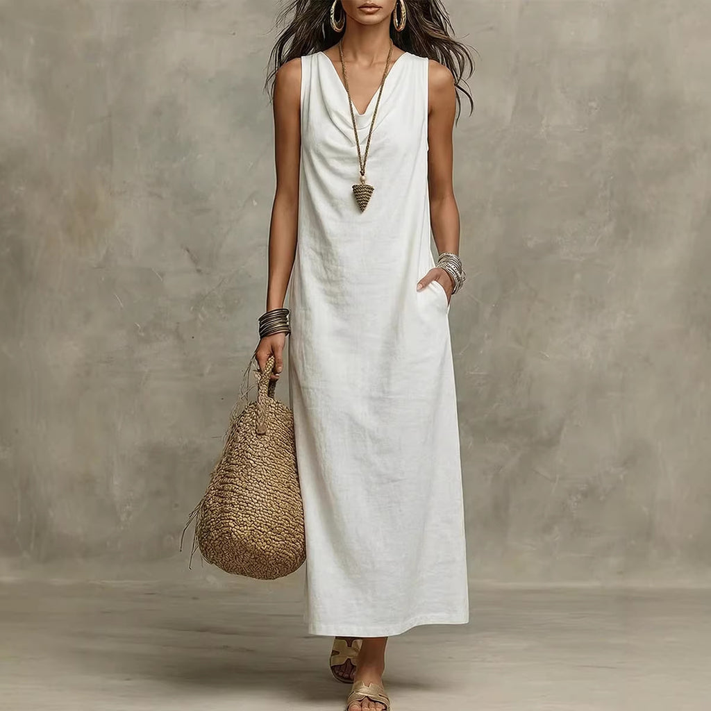 Loose Stylish And Elegant V-Neck Sleeveless Dress