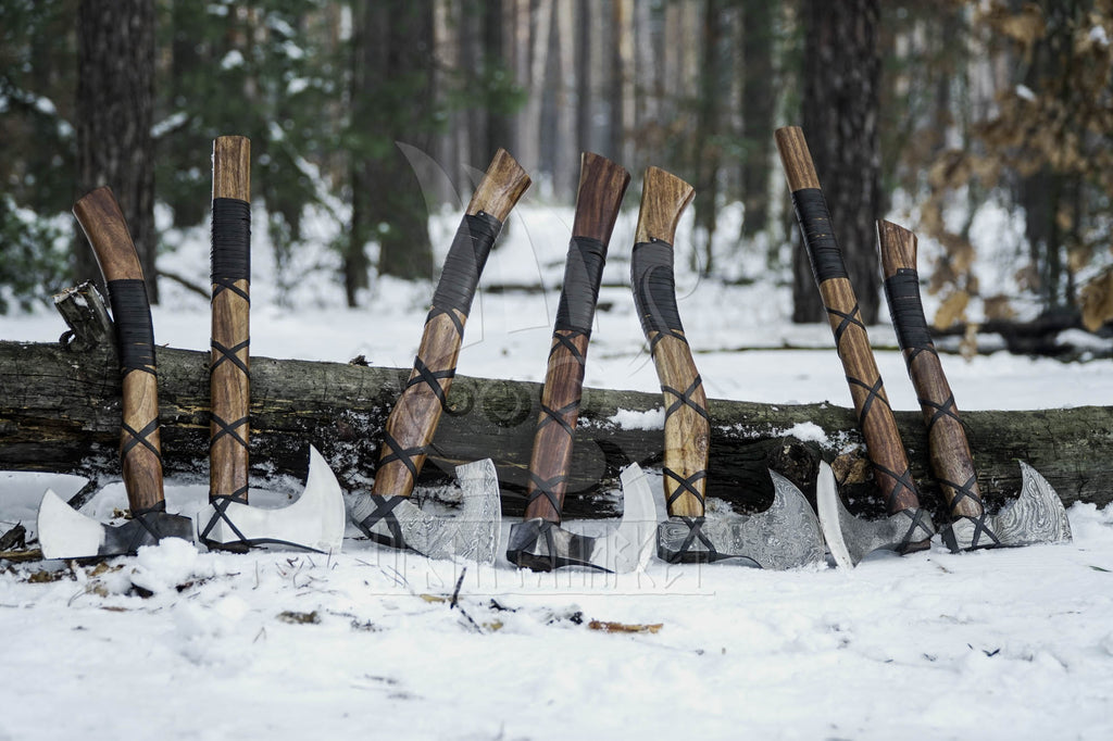 Customized Bearded Damascus axe • Shipping from the USA