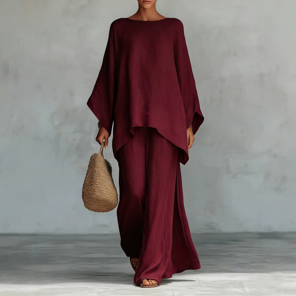 oversized batwing linen two-piece set