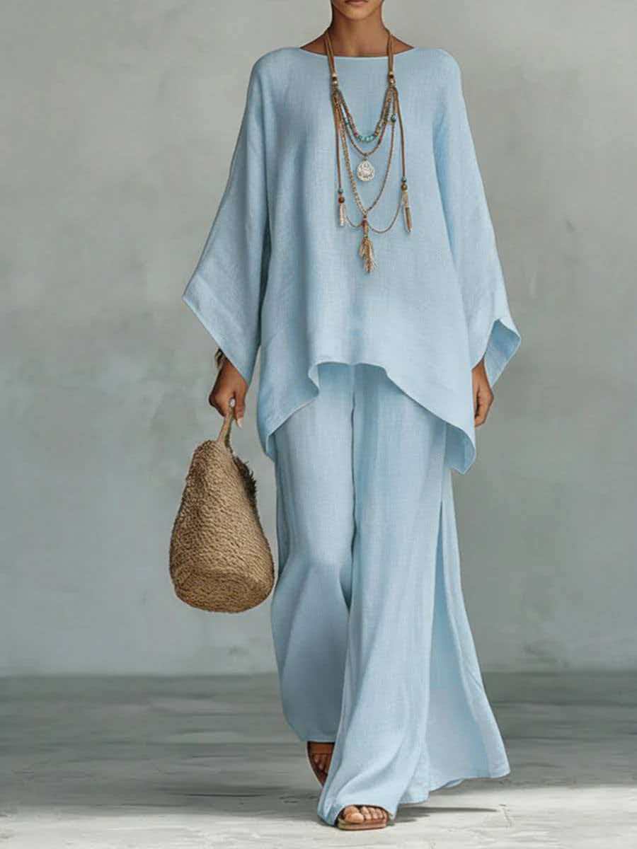 oversized batwing linen two-piece set