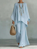 oversized batwing linen two-piece set