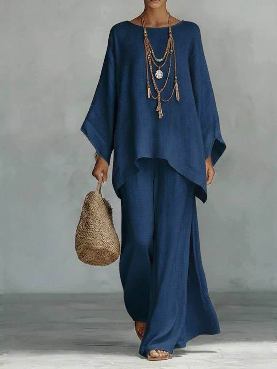 oversized batwing linen two-piece set