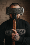 Double sided engraved axe