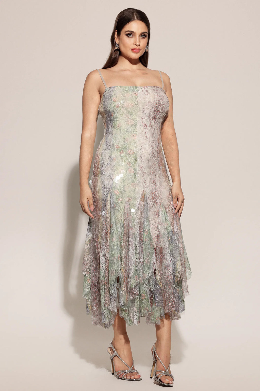 Halter Printed Sequin Maxi Dress