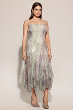 Halter Printed Sequin Maxi Dress
