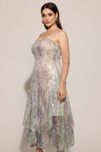 Halter Printed Sequin Maxi Dress