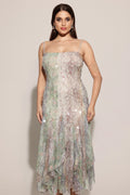 Halter Printed Sequin Maxi Dress