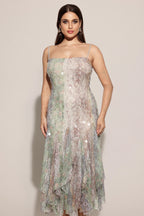 Halter Printed Sequin Maxi Dress