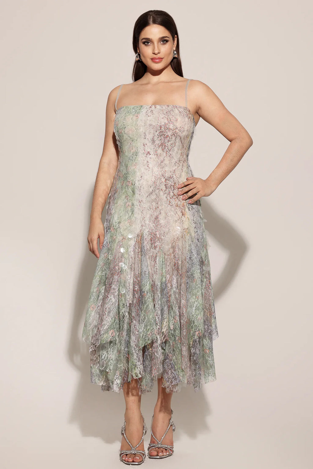 Halter Printed Sequin Maxi Dress