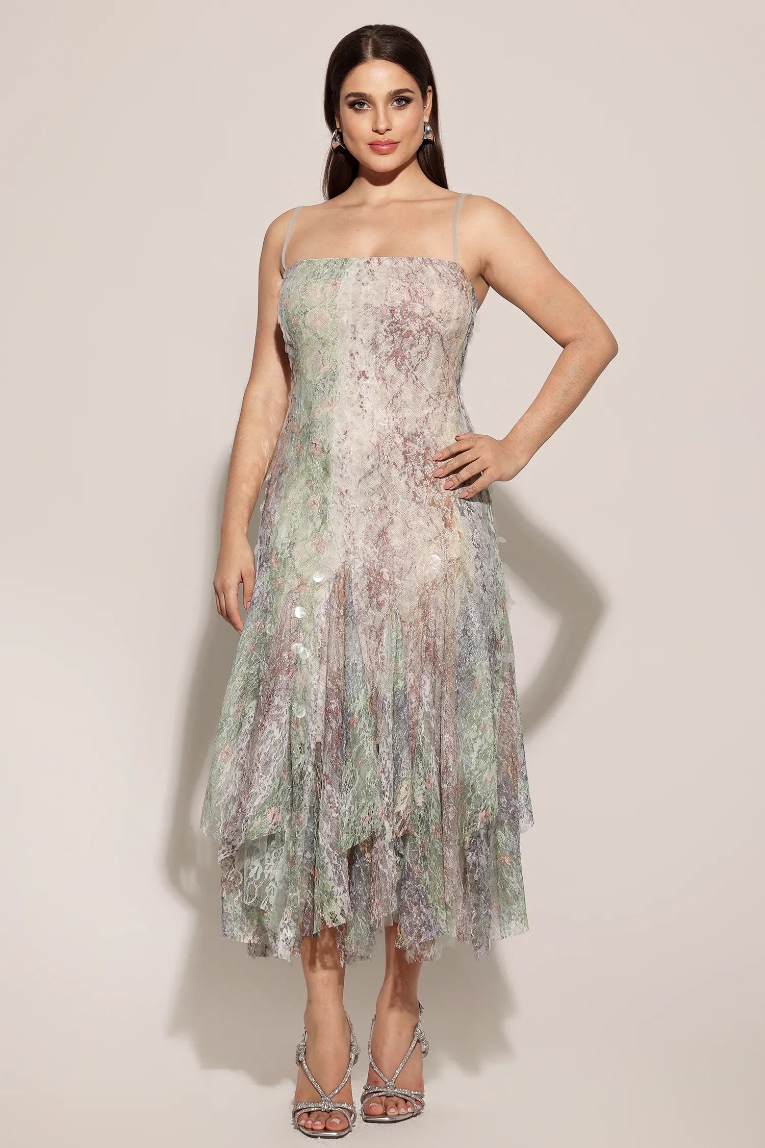 Halter Printed Sequin Maxi Dress