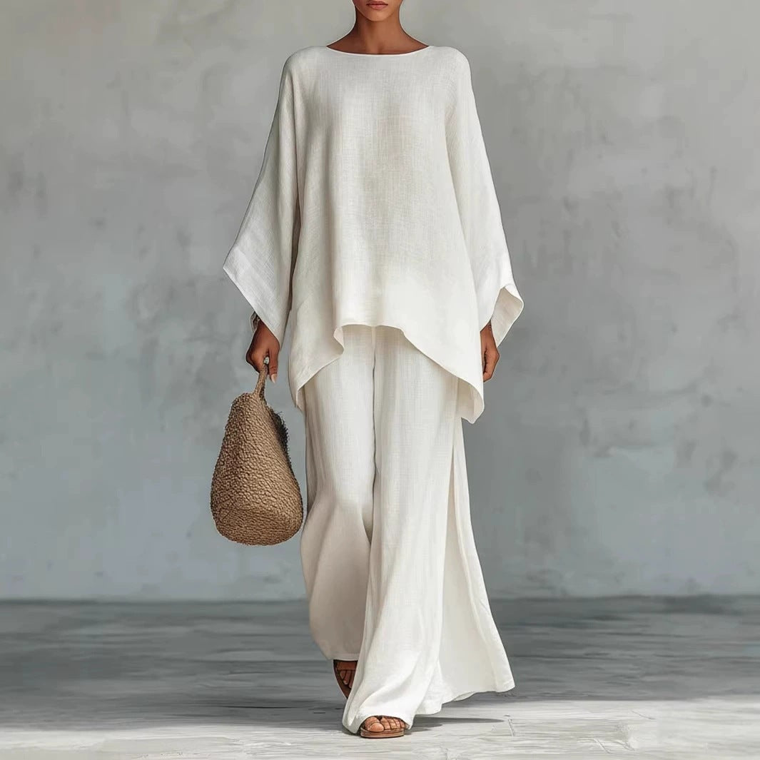 oversized batwing linen two-piece set