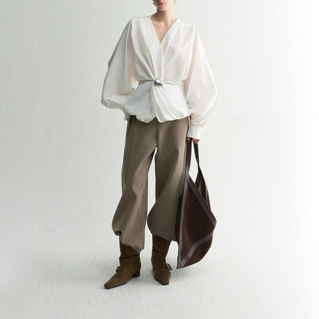Spring Top Cotton Blend Asymmetrical Knot Design