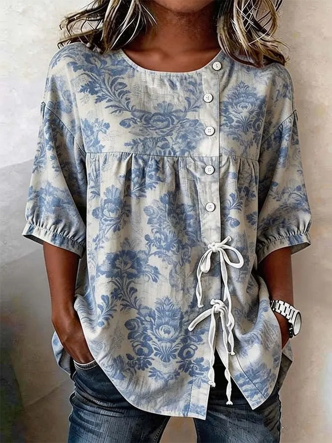 Women's Casual And Versatile Floral 3D Printed Top