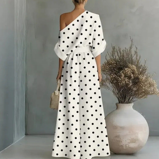 Printed Off-Shoulder Top And Pants Two-Piece Set