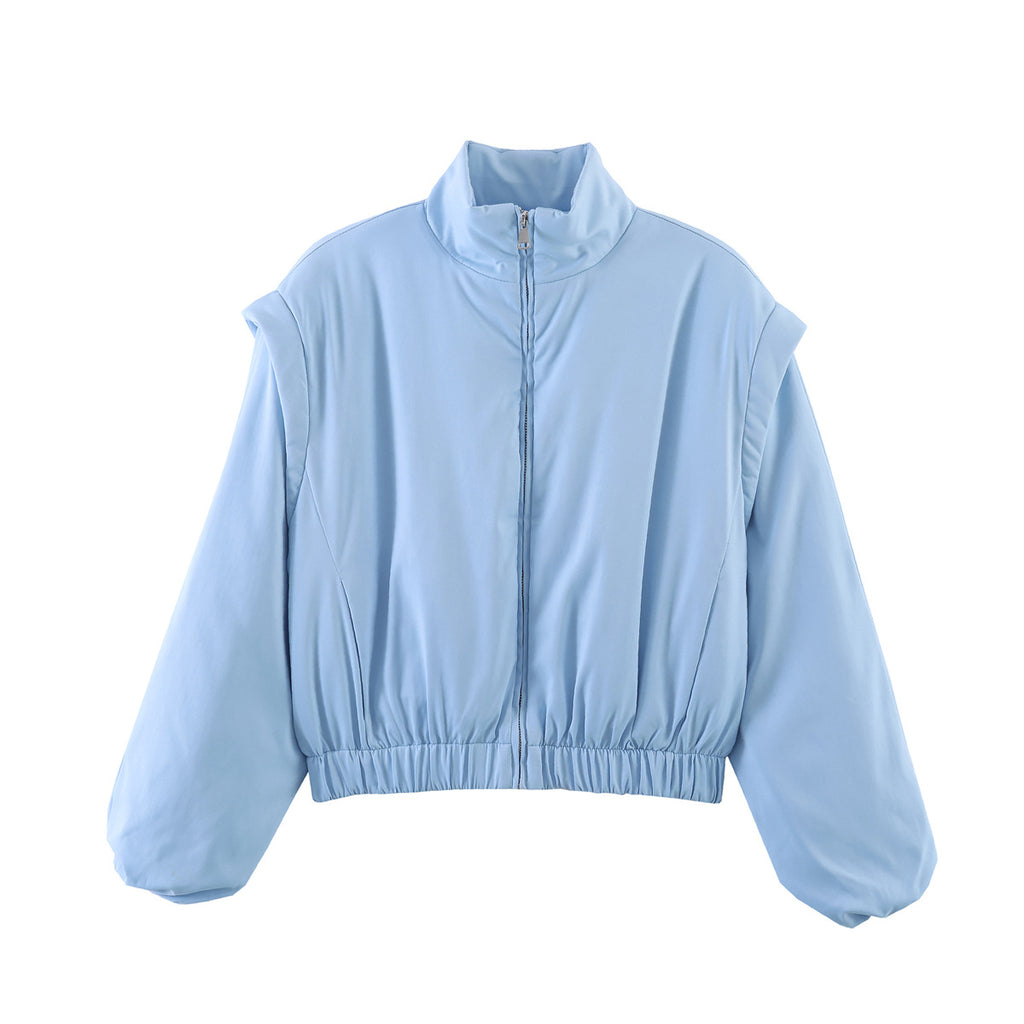 Fashionable Stand-Up Collar Short Cotton Jacket Coat For Women