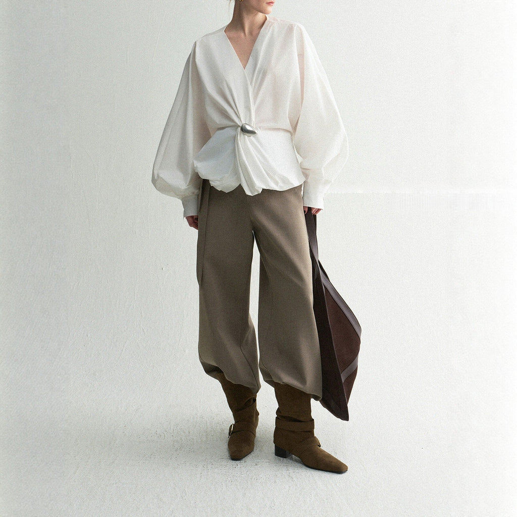 Spring Top Cotton Blend Asymmetrical Knot Design