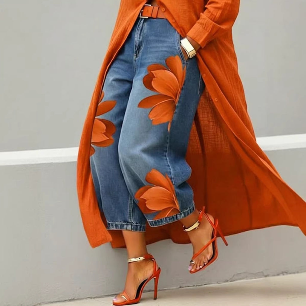 Loose Comfortable Versatile Printed Wide-leg Trousers