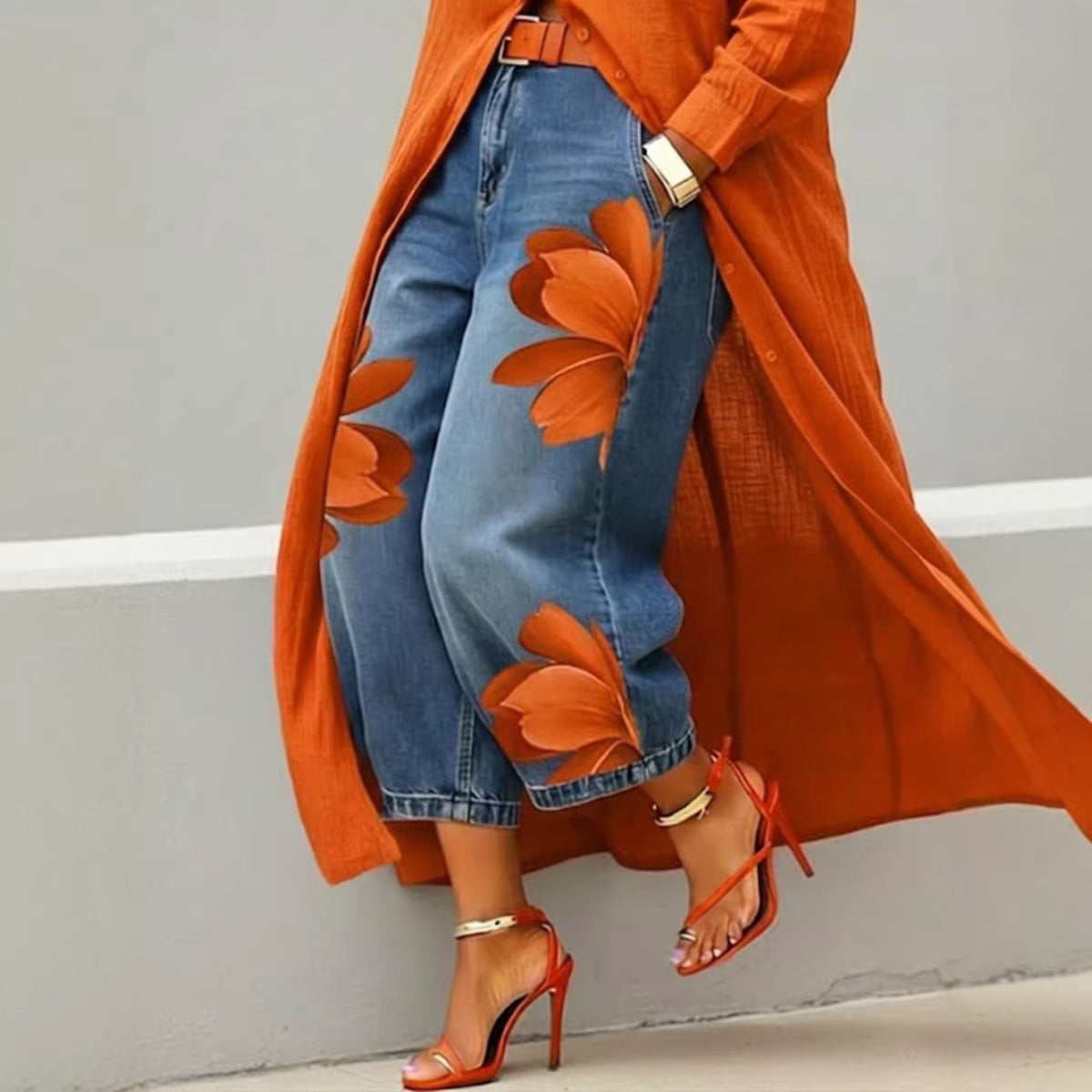 Loose Comfortable Versatile Printed Wide-leg Trousers