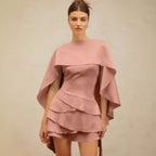 Irregular Design Backless Lace-Up Camisole Cloak Two-Piece Set