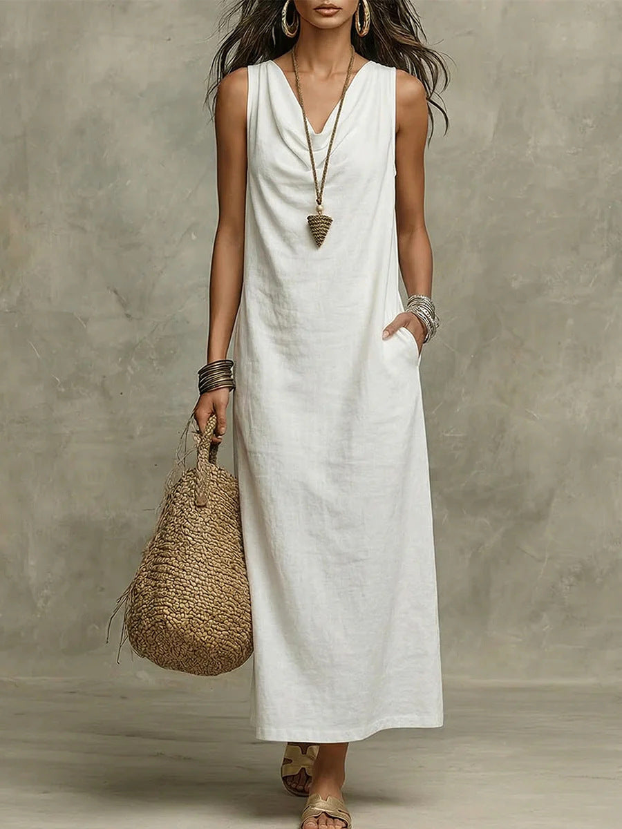 Loose Stylish And Elegant V-Neck Sleeveless Dress