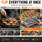 ⚡Clearance Sale🍻 Adjustable Charcoal Rotating Grill, with BBQ Net and Carbon Clip×2, Outdoor Barbecue, Summer Camping