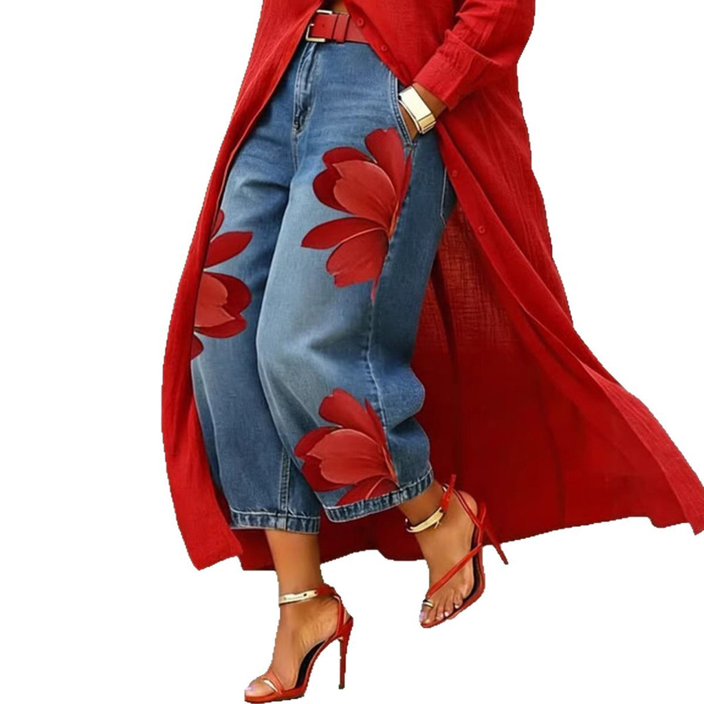 Loose Comfortable Versatile Printed Wide-leg Trousers