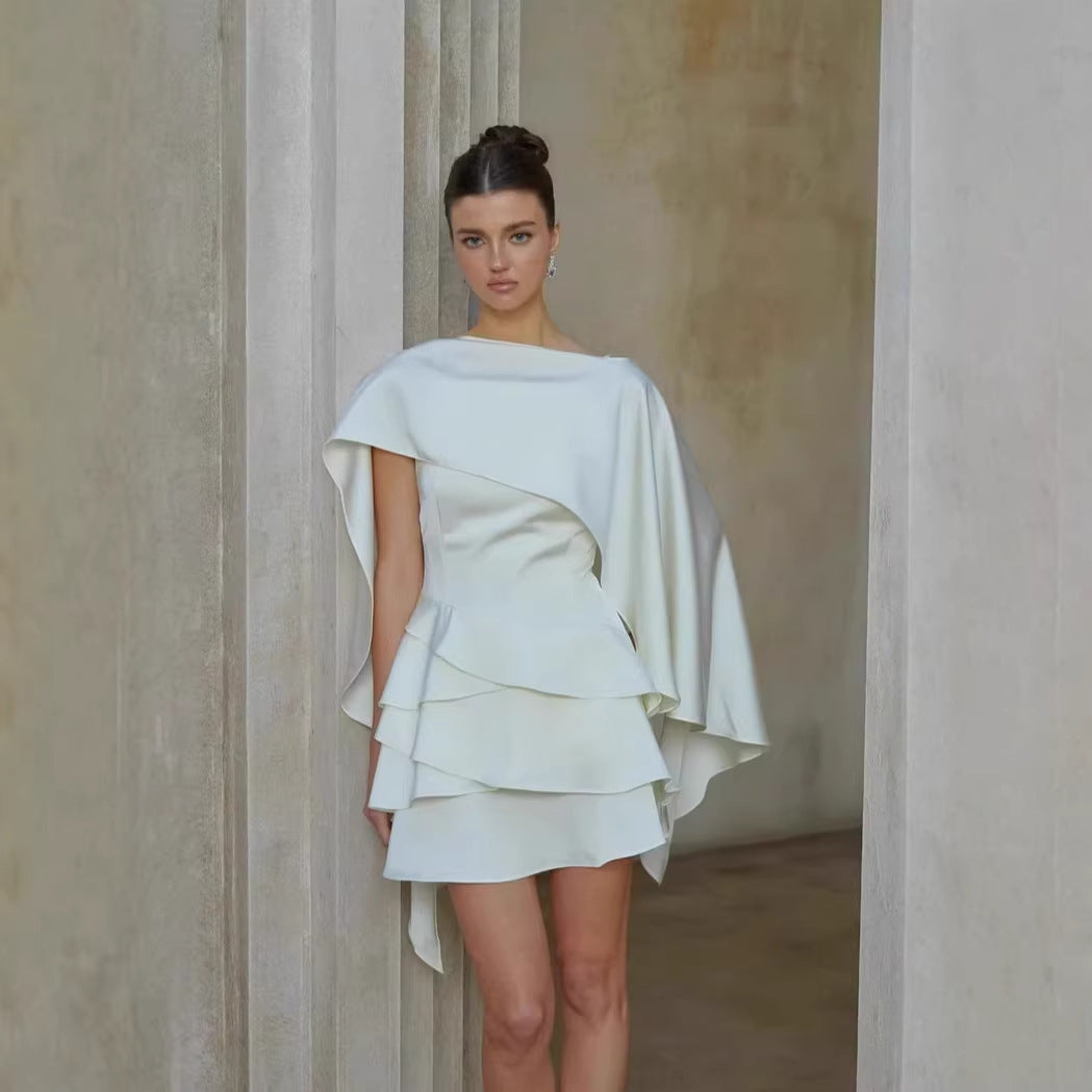 Irregular Design Backless Lace-Up Camisole Cloak Two-Piece Set