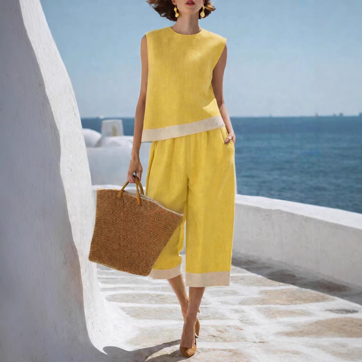 Casual Cotton-Linen Blend Bohemian-Style Set