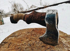 Engraved hand forged axe